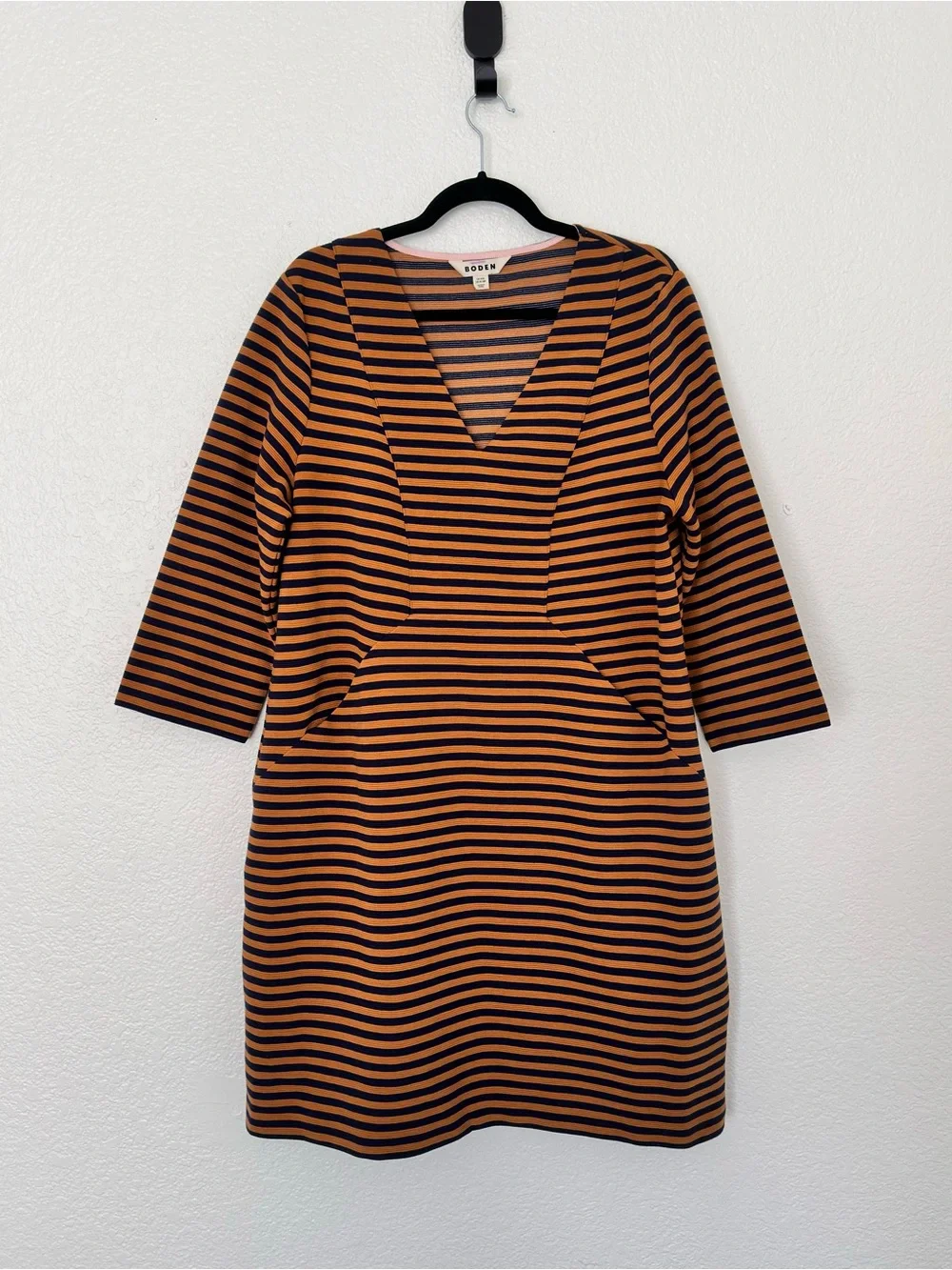 Boden Striped V-Neck Dress